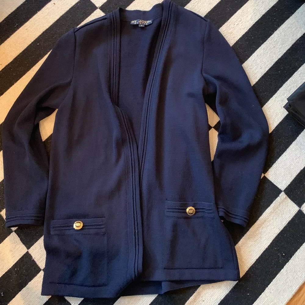 St. John navy cardigan medium